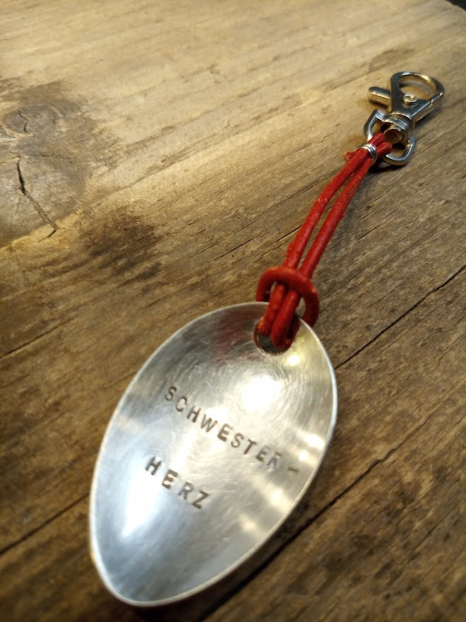 Schlüsselanhänger Metall kleiner Löffel Koch Schlüsselring Portionslöffel 